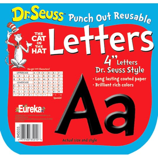 Dr. Seuss&#x2122; The Cat in the Hat 4&#x22; Black Punch Out Reusable Letters